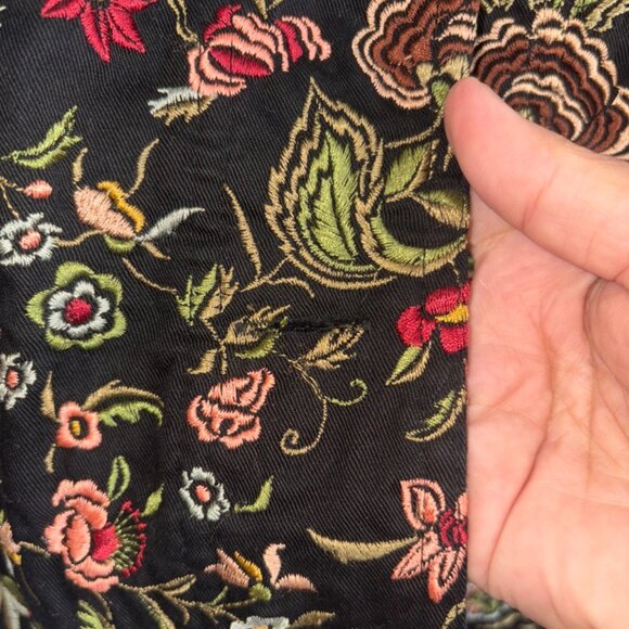 VINTAGE JOHNNY WAS Embroidered Floral 100% Cotton Jacket Overcoat Stunning XS - Picture 8 of 13